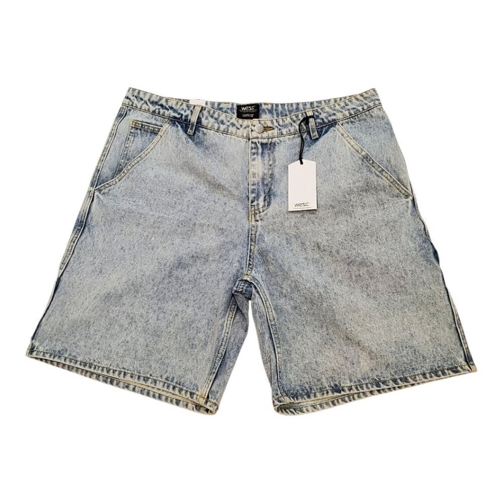 WESC Denim Carpenter Short Acidwash 100% Cotton Relaxed SZ 36/38-(Run large)